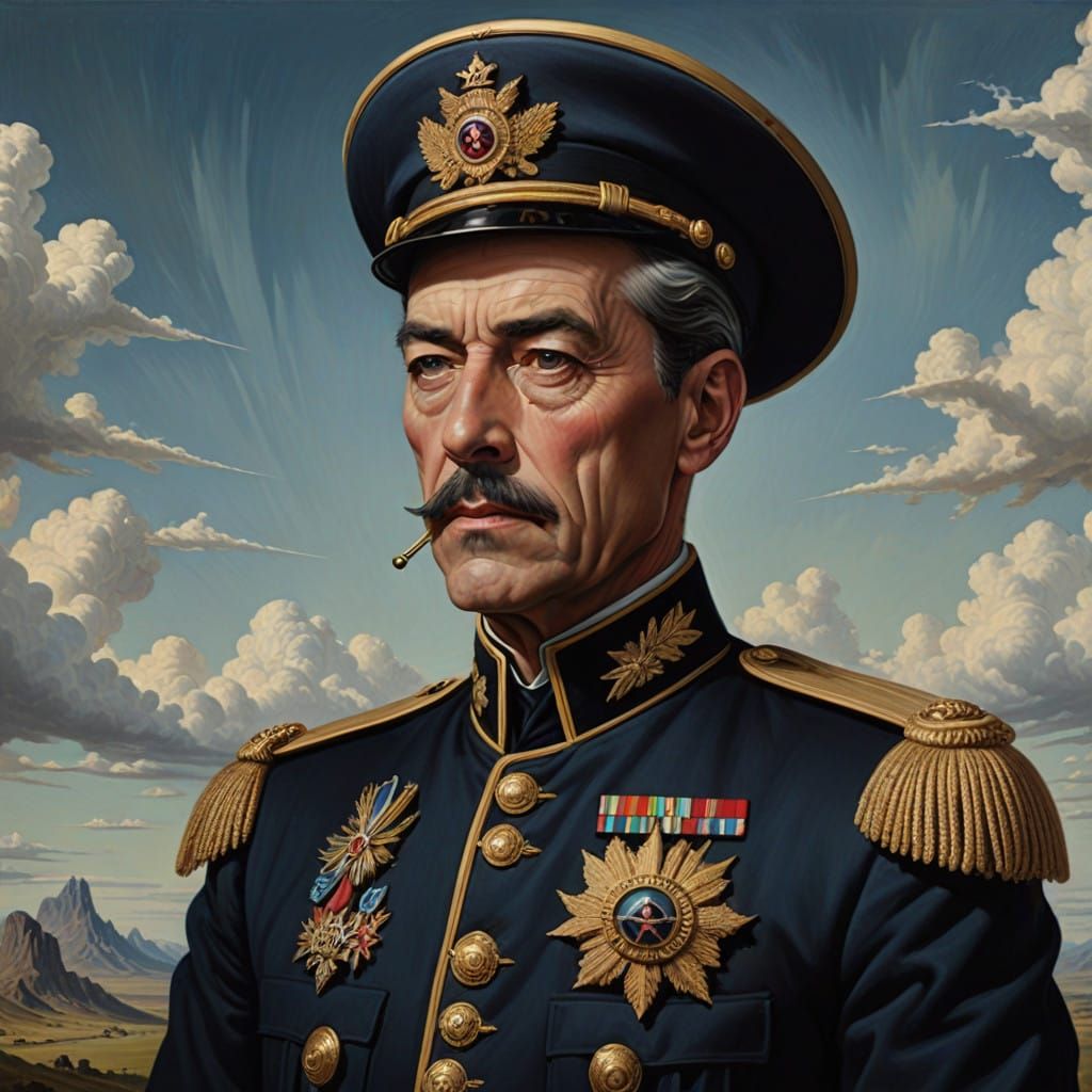 Surreal General in Exaggerated Uniform