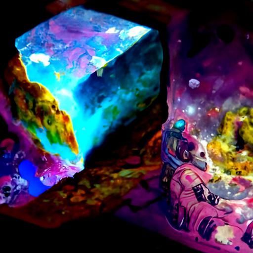 Small Cave in Space: Holographic Astral Illustration
