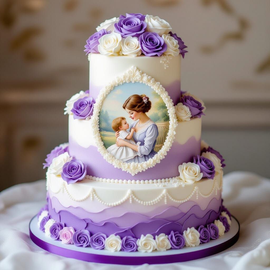 Majestic Mother and Baby Cake with Roses in Potter & Monet S...