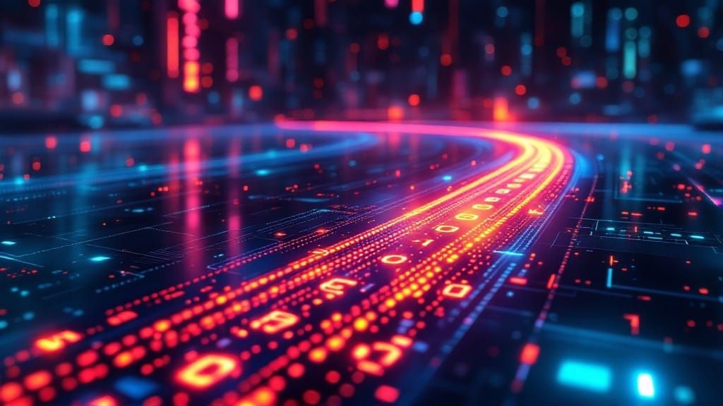 Cyber Network of Data in Futuristic Industrial Style