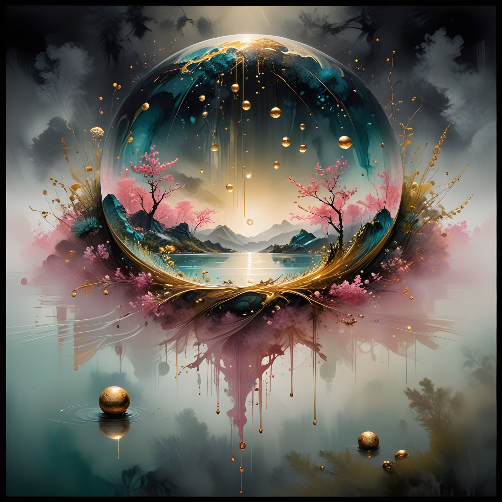 Divine Justice in Mystical Bioluminescent Landscape