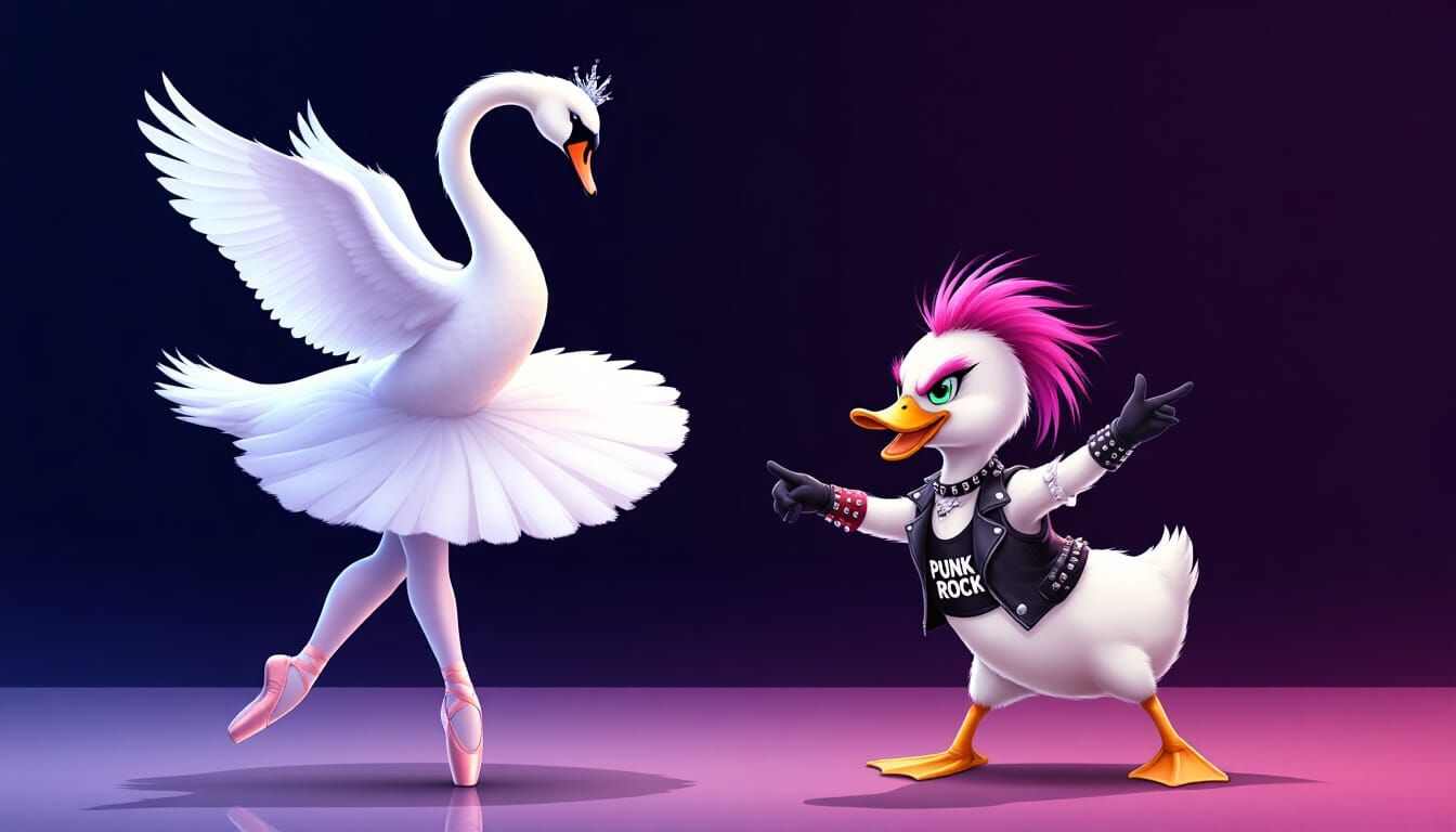 Ballet Swan Versus Punk Rock Duckling Dance Battle