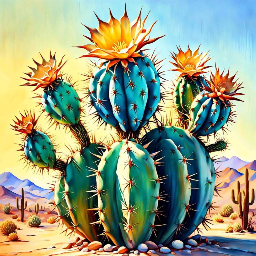Surreal Desert Cactus in Salvador Dali Style