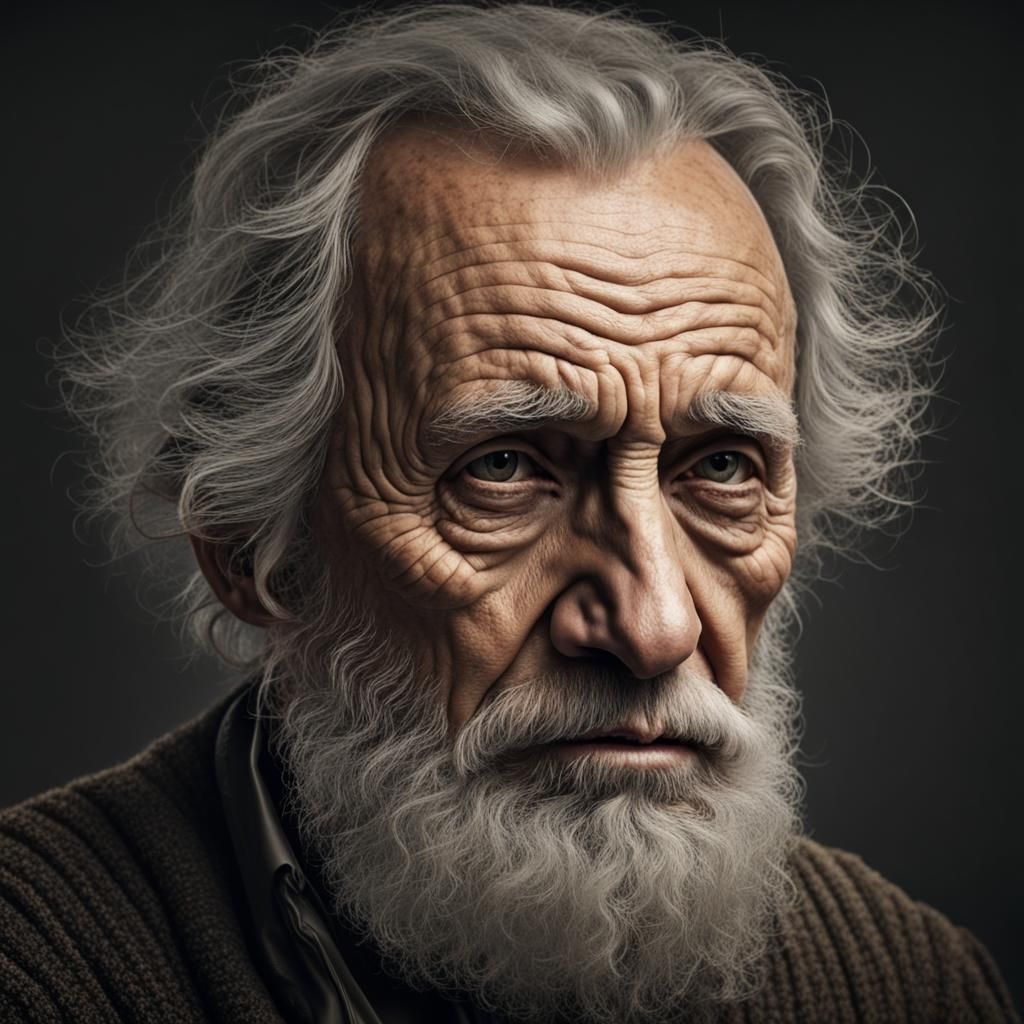 Wise Old Man Portrait in Realistic Photographic Style