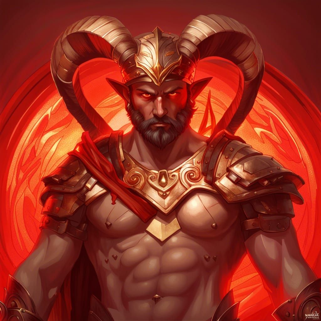 Aries, God of War, in Hyperdetailed Digital Art