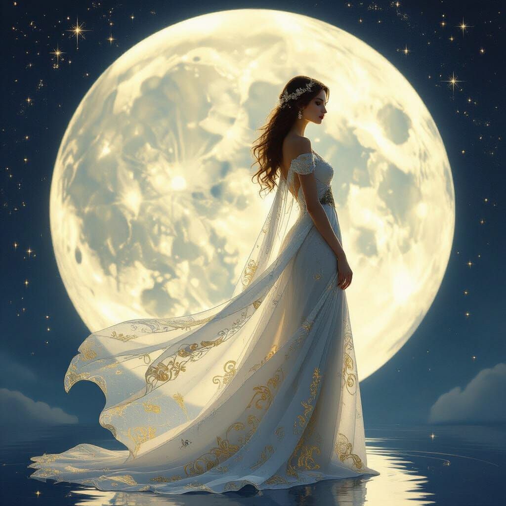Woman Bathed in Moonlight, Celestial Patterns