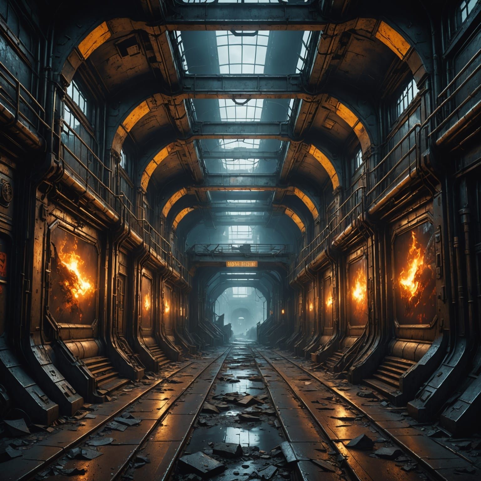 Cyberpunk Apocalypse in a Futuristic Metropolis