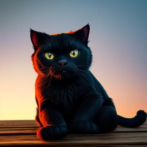 Winged Black Cat in Professional Photography Style