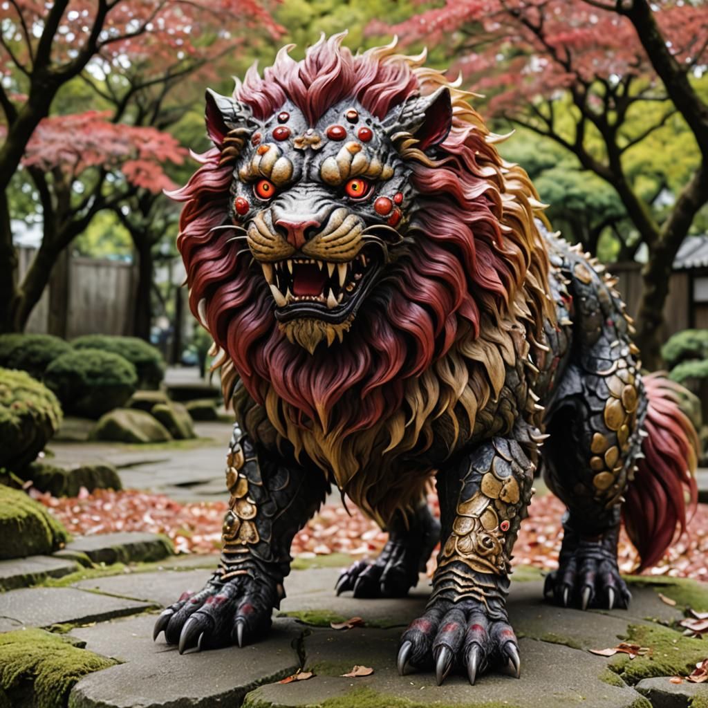 Kyoto Lion Dog Monster with Ruby Eyes