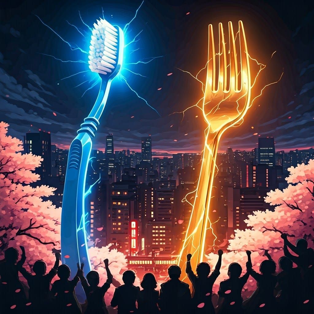 Toothbrush vs Fork in Epic Anime Battle