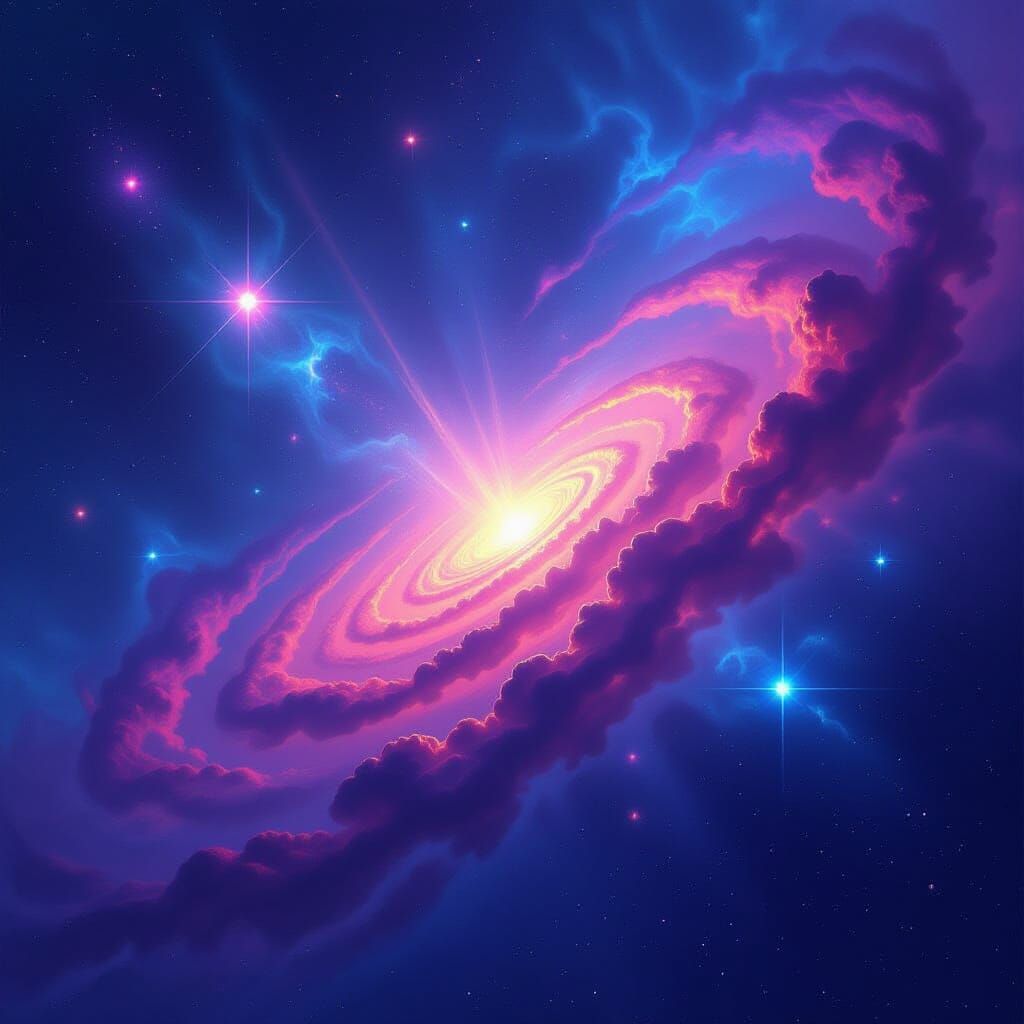 Vibrant Cosmic Universe Swirling with Electric Nebulae