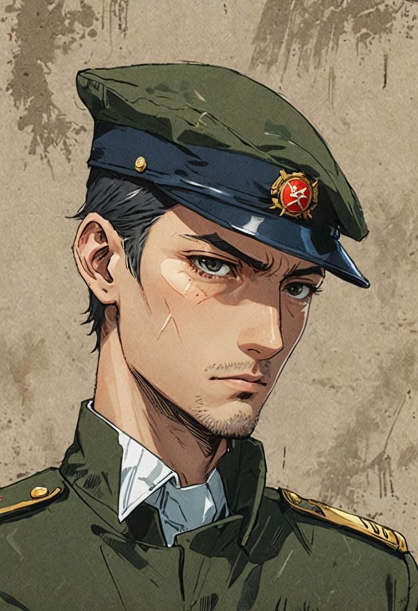 Stylized Portrait of Stern Man in Anime Style