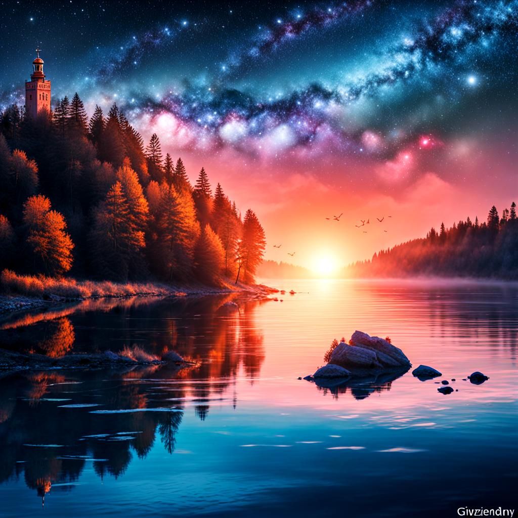 Gwiezdny Przypływ: A Cosmic AI Image