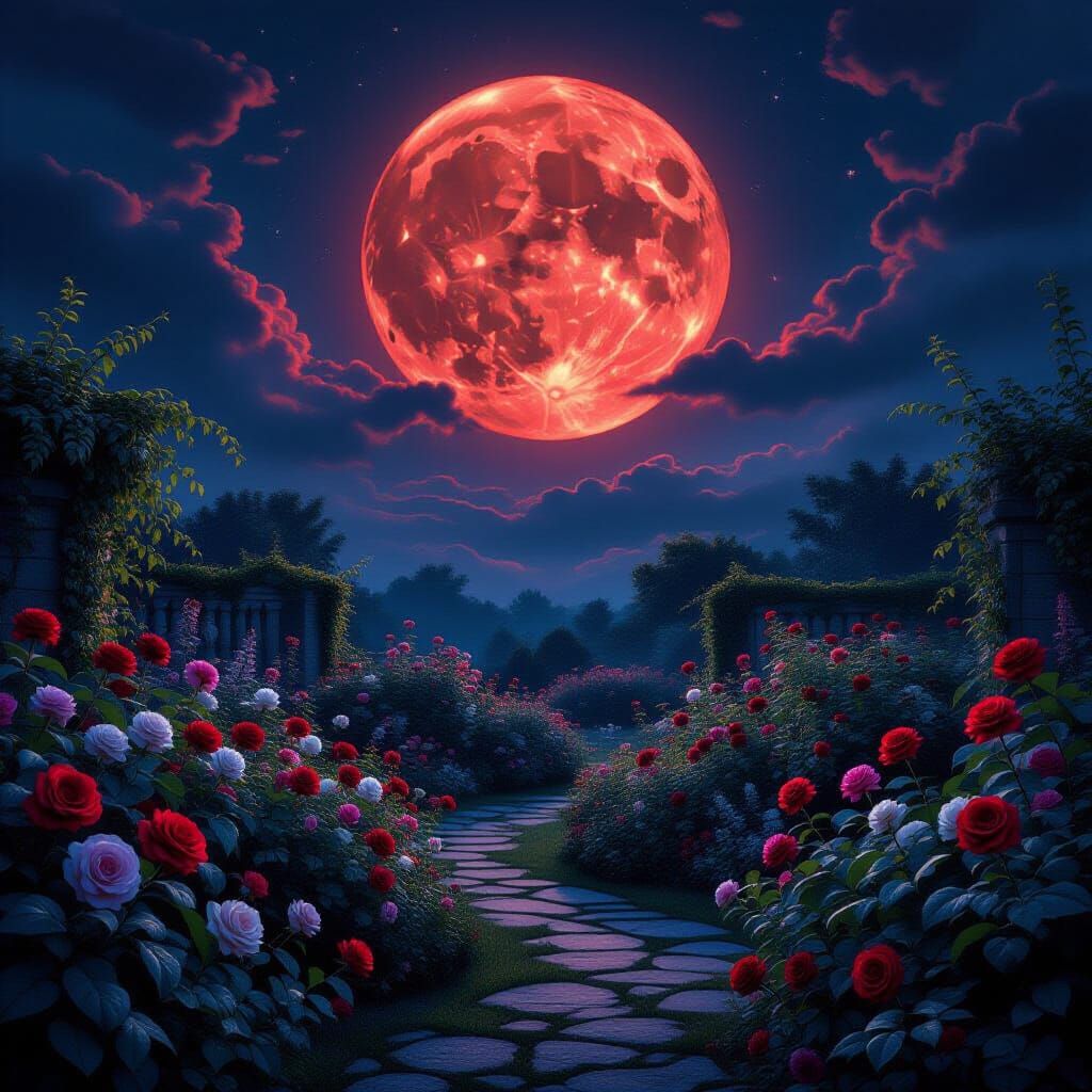 Poisonous Magical Garden Under Blood Moon