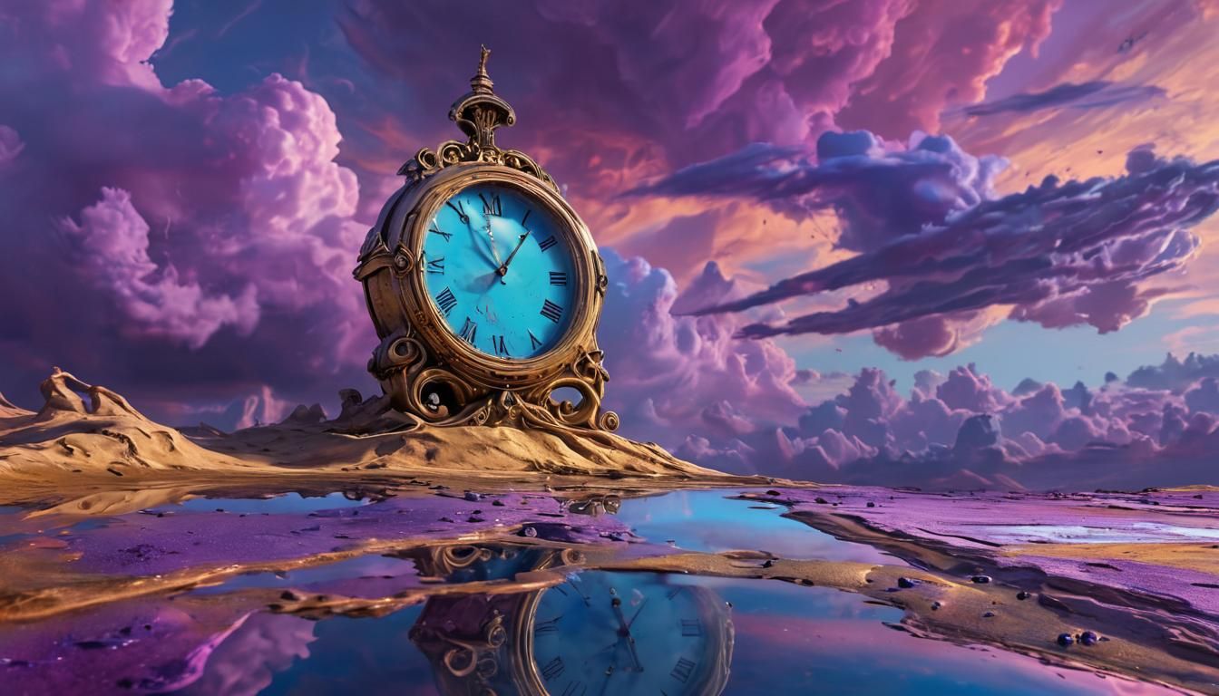 Surreal Dreamscape with Melting Clocks in Surrealist Style