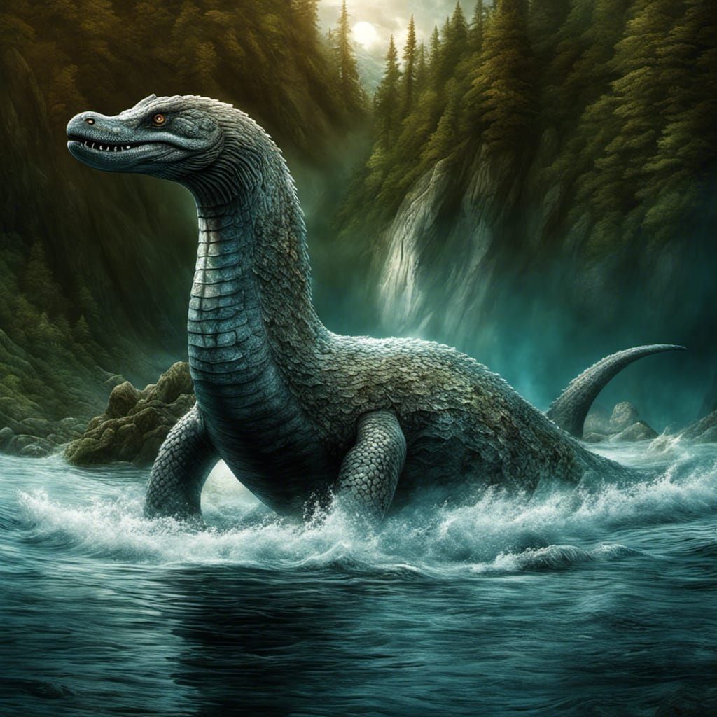 Detailed Loch Ness Monster Digital Painting