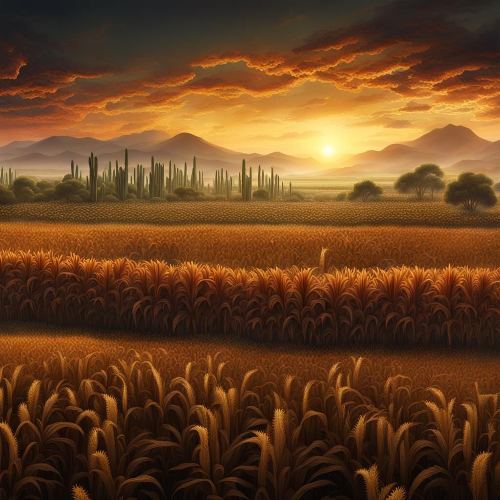 Mexican Cornfield at Dawn: Digital Matte Painting
