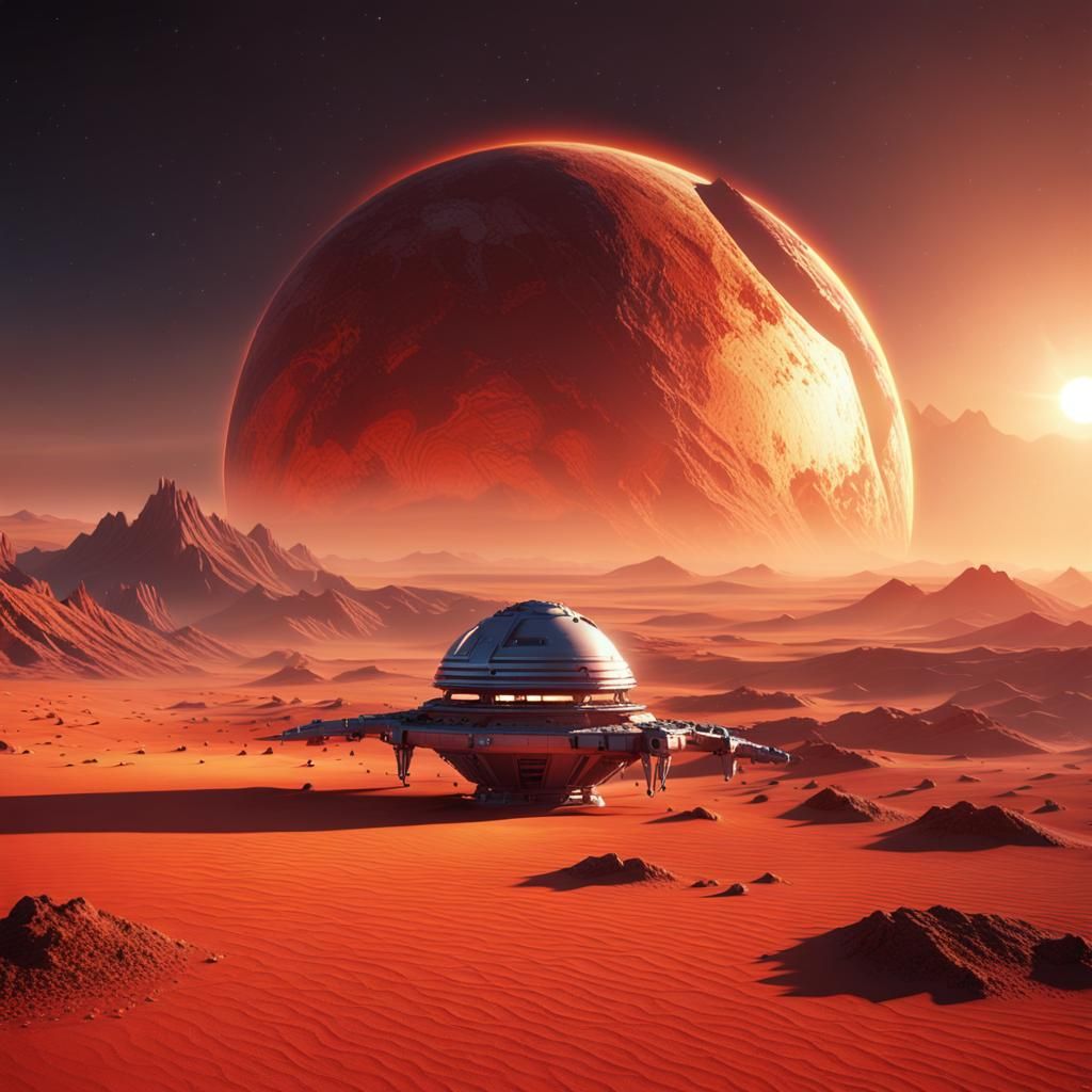 Spherical Spaceship Landing on Desert Planet