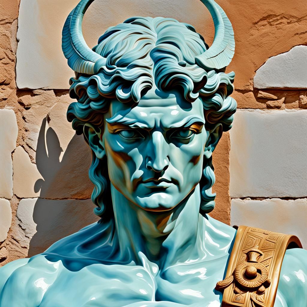 Hermes in Ancient Greek Ceramic Painting Style