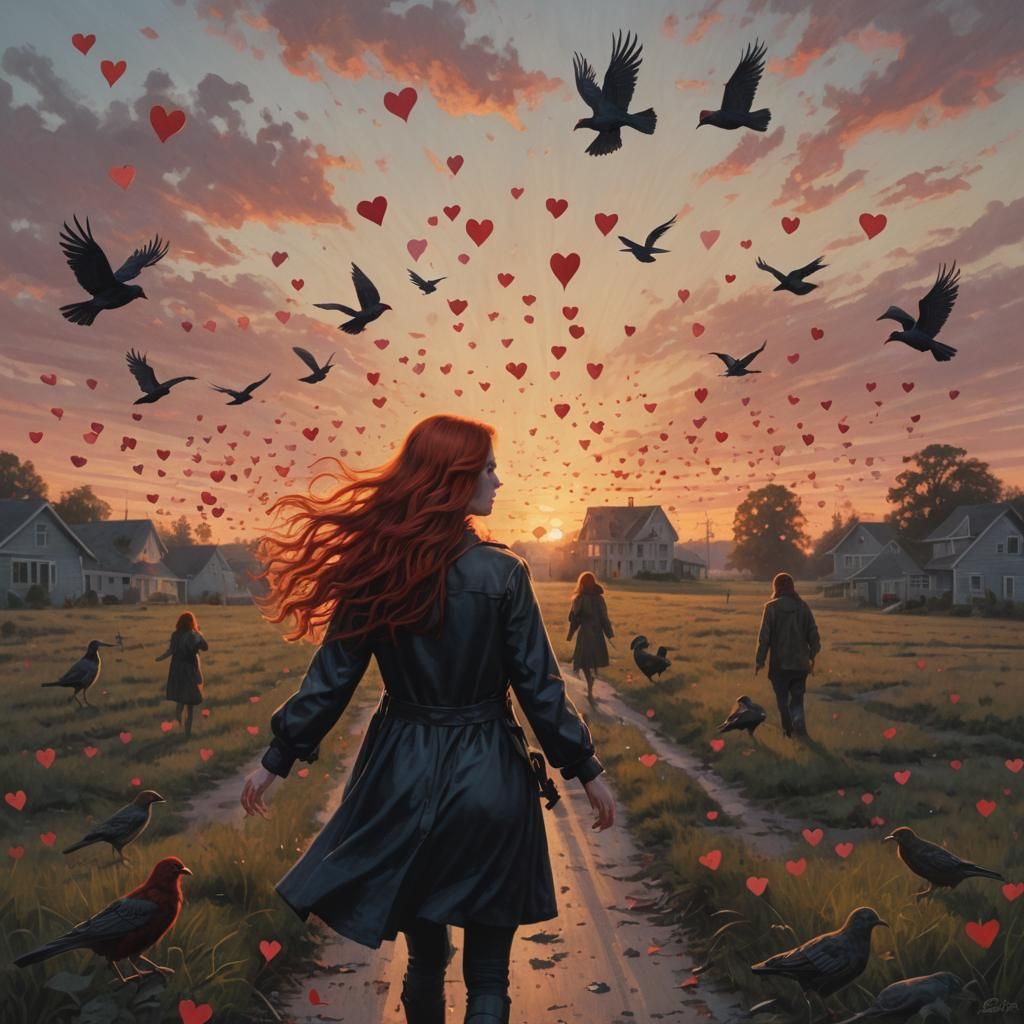 Redhead's Defiant Sunset Stroll