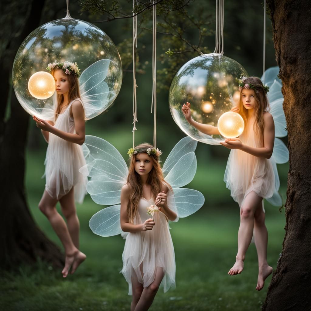 Ethereal Fairy Village in Translucent Orbs