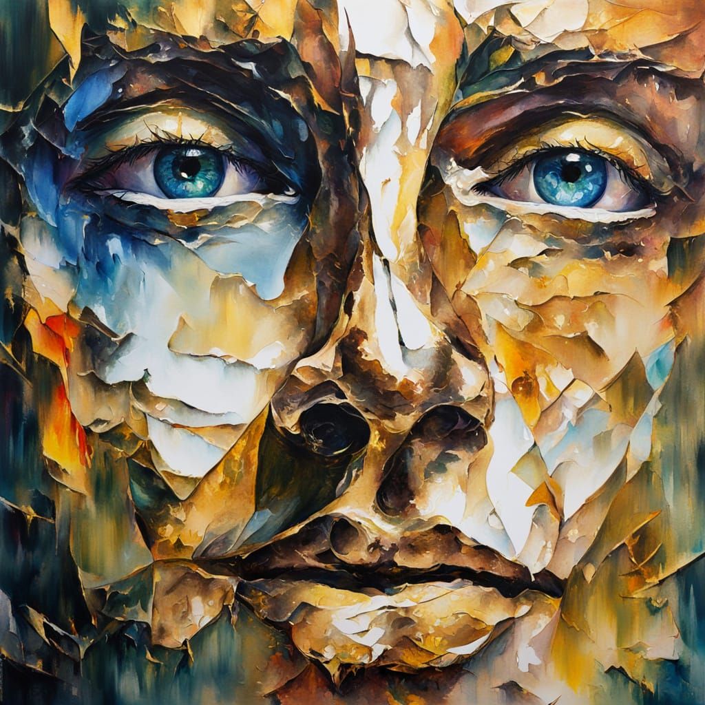 Fractured Emotions: A Surrealist Portrait in Watercolor