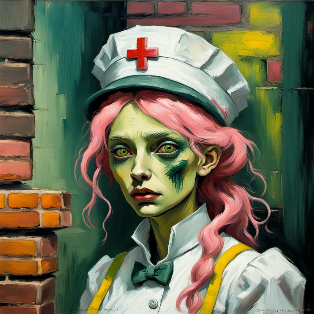 Decaying Gothic Lizard Nurse in Victorian Horror Style