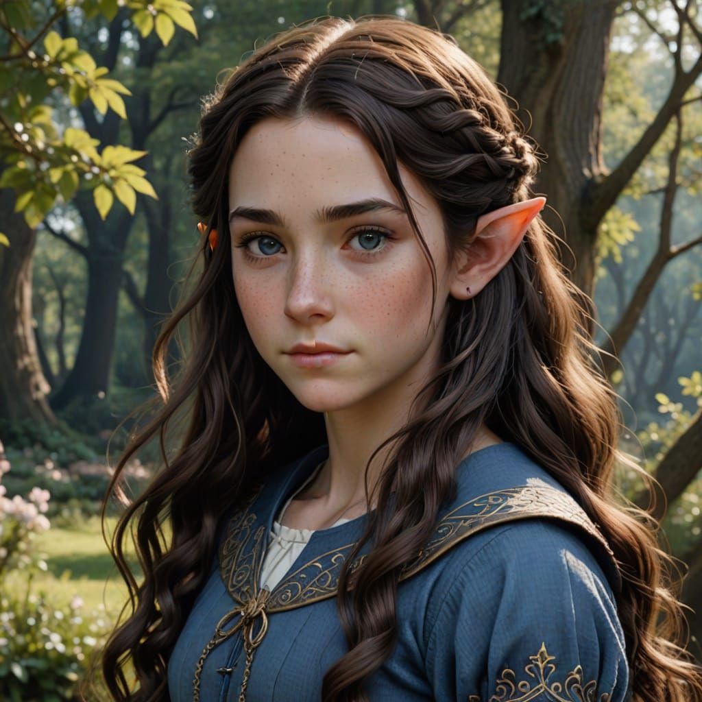 Renaissance Style Portrait of a Young Girl with Elf Ears