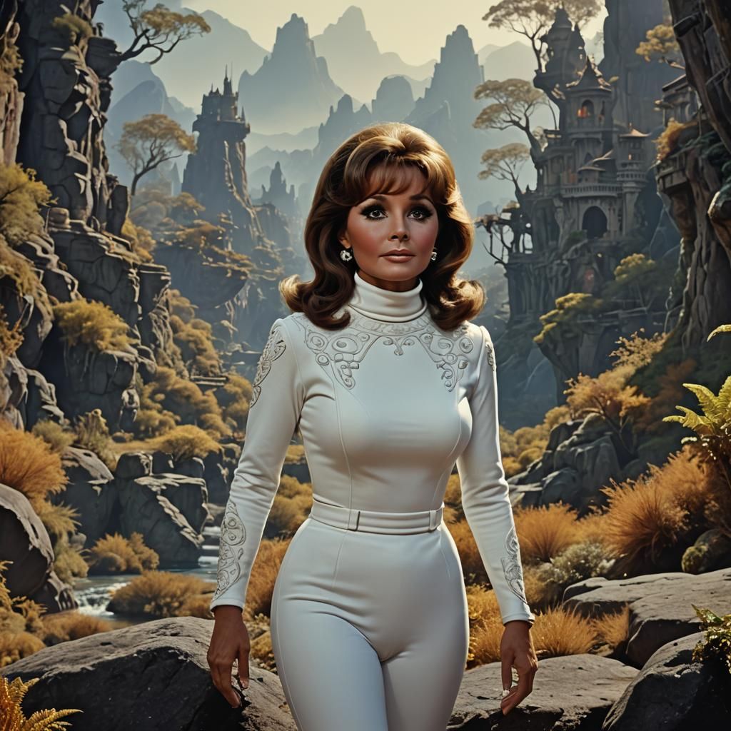 Dawn Wells in White Turtleneck: Detailed Matte Painting