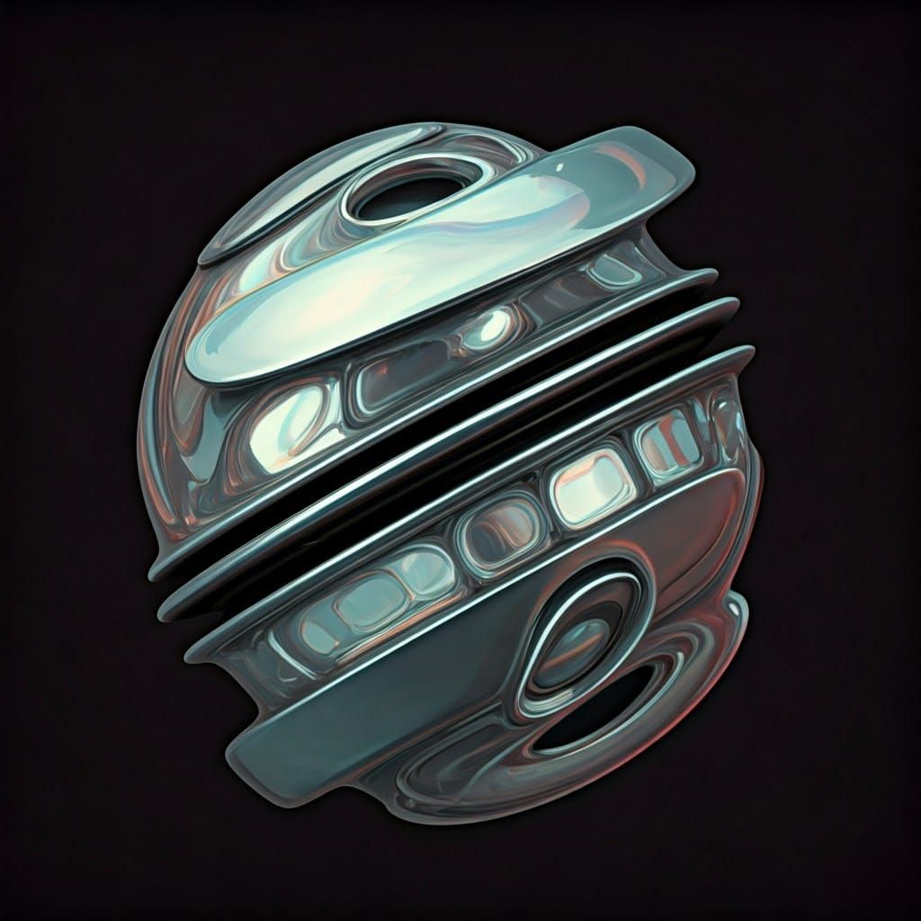 Futuristic Chrome Orb in Neon Noir Style