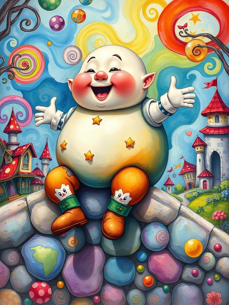 Vibrant Humpty Dumpty in Whimsical Wonderland