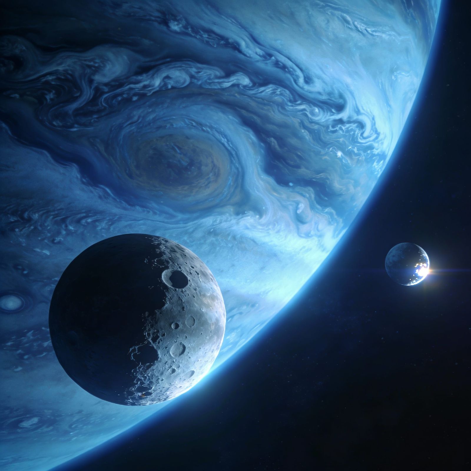 Neptune's Icy Blue Atmosphere in Hyperrealistic 3D