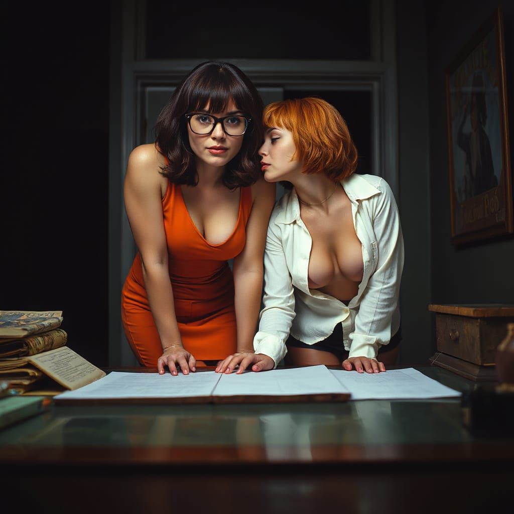 Velma and Daphne Share a Romantic Moment in a Spooky Mansion