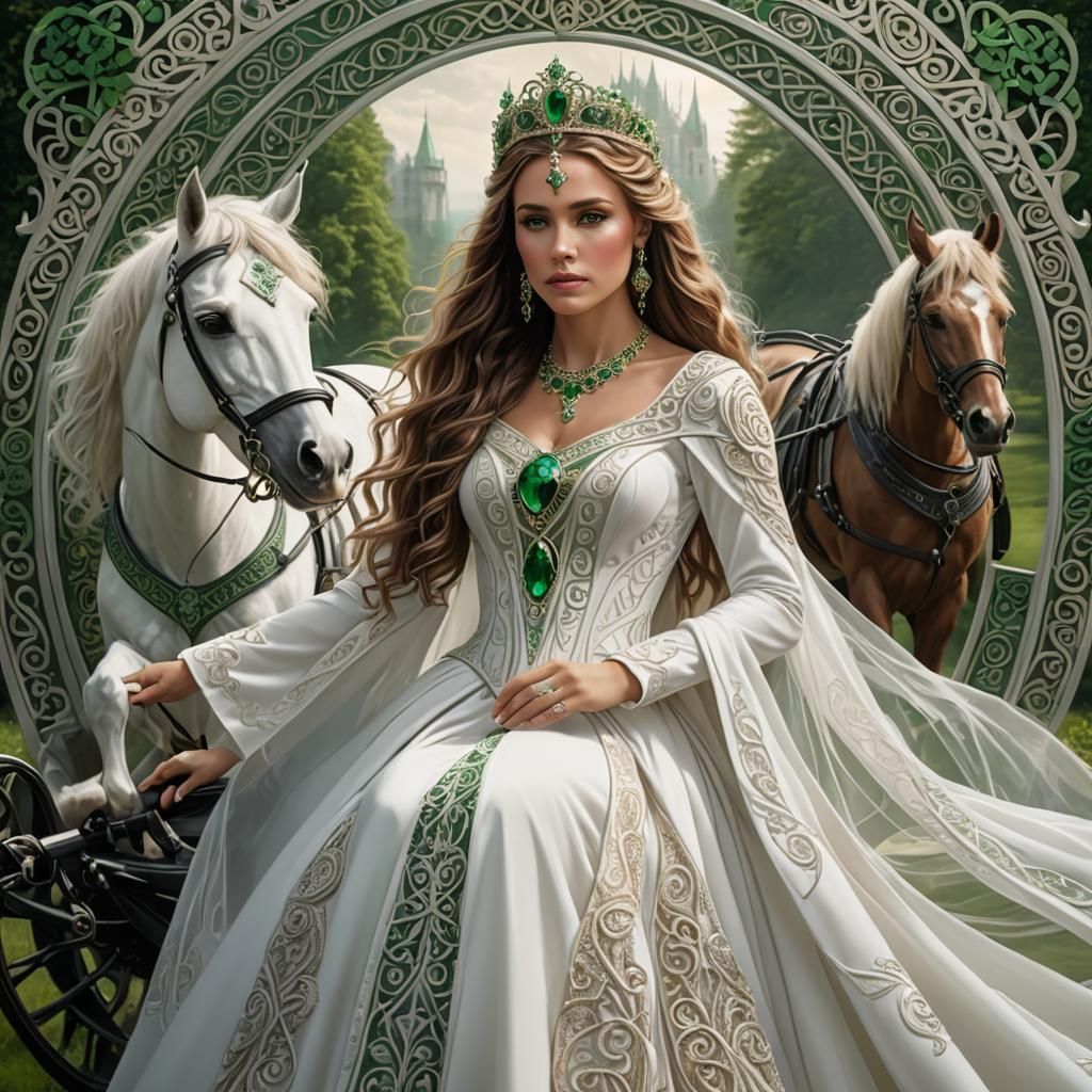 Goddess Rhiannon in Celtic Wedding Dress