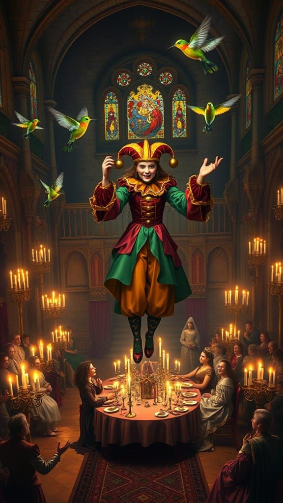 Medieval Banquet Hall in Vibrant Colors and Grandeur