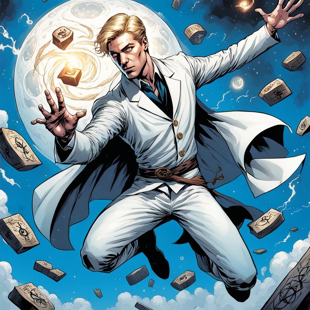 Young Witch Casting Spell in Comic Book Art