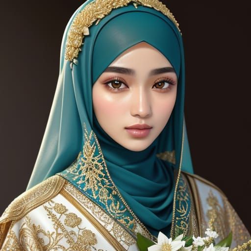 Renaissance Portrait of Muslim Woman with Jasmine