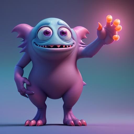 Surprised Cute Monster in Pixar 3D Style