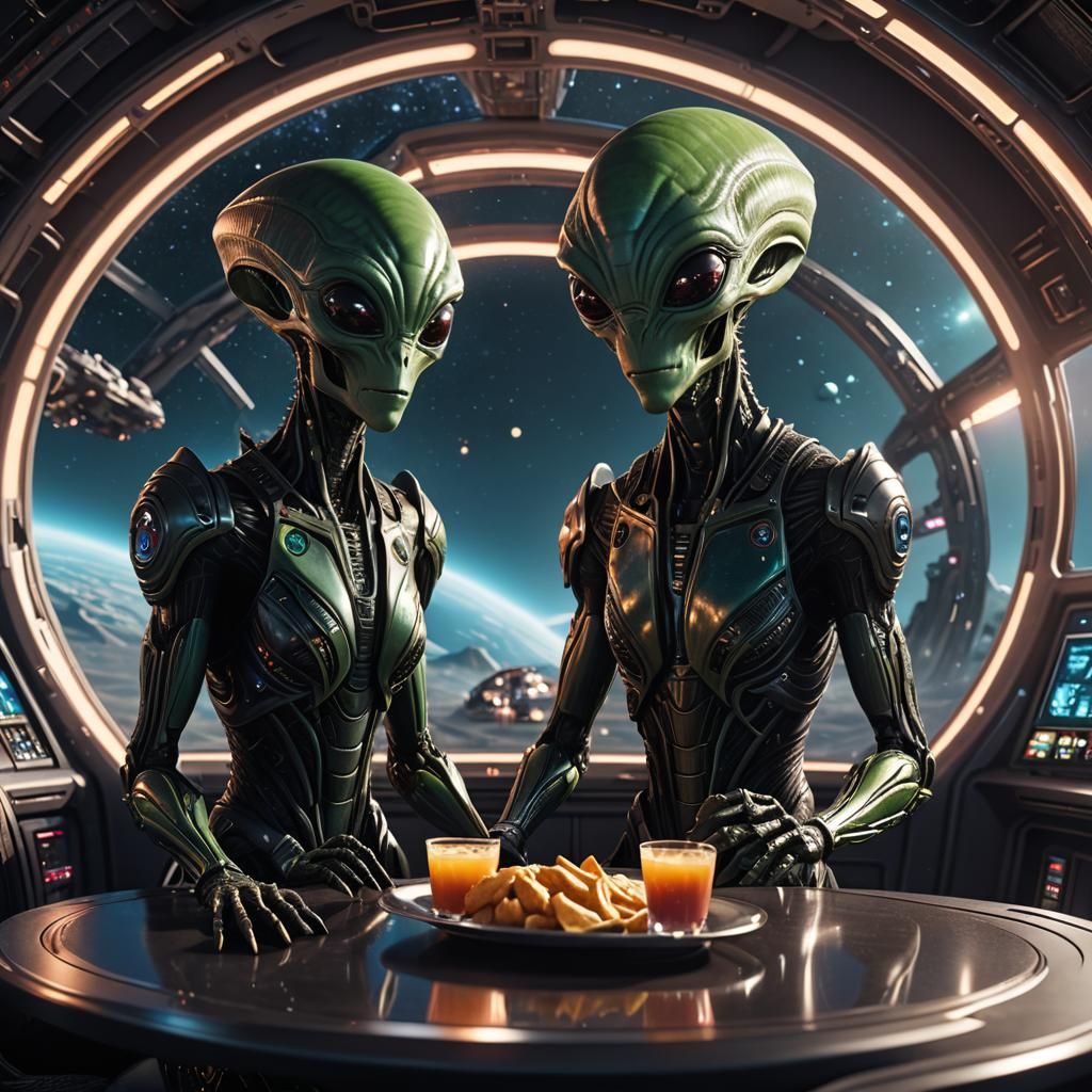 Aliens on a Starship Date: Detailed Matte Painting