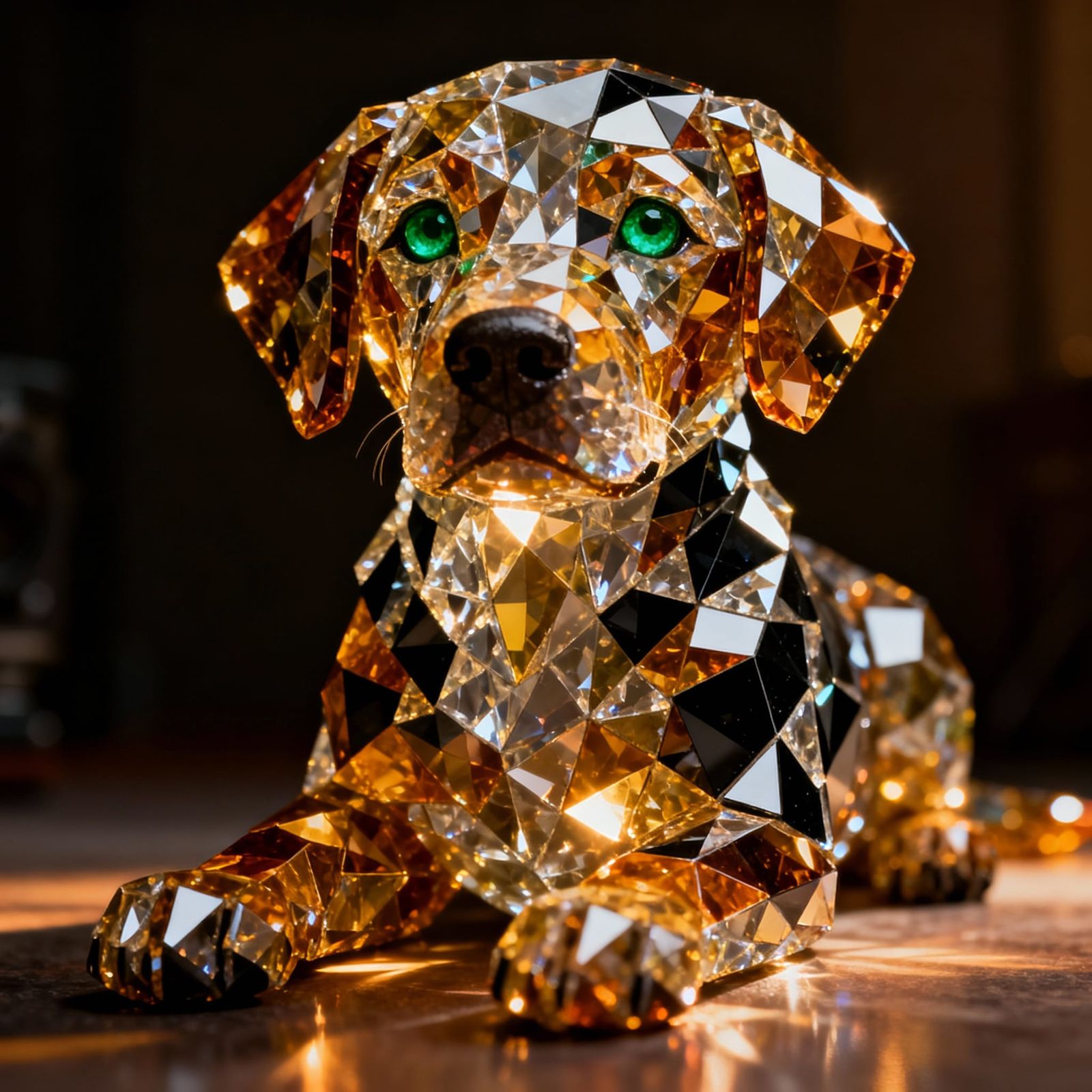 Crystal Labrador Puppy with Emerald Eyes
