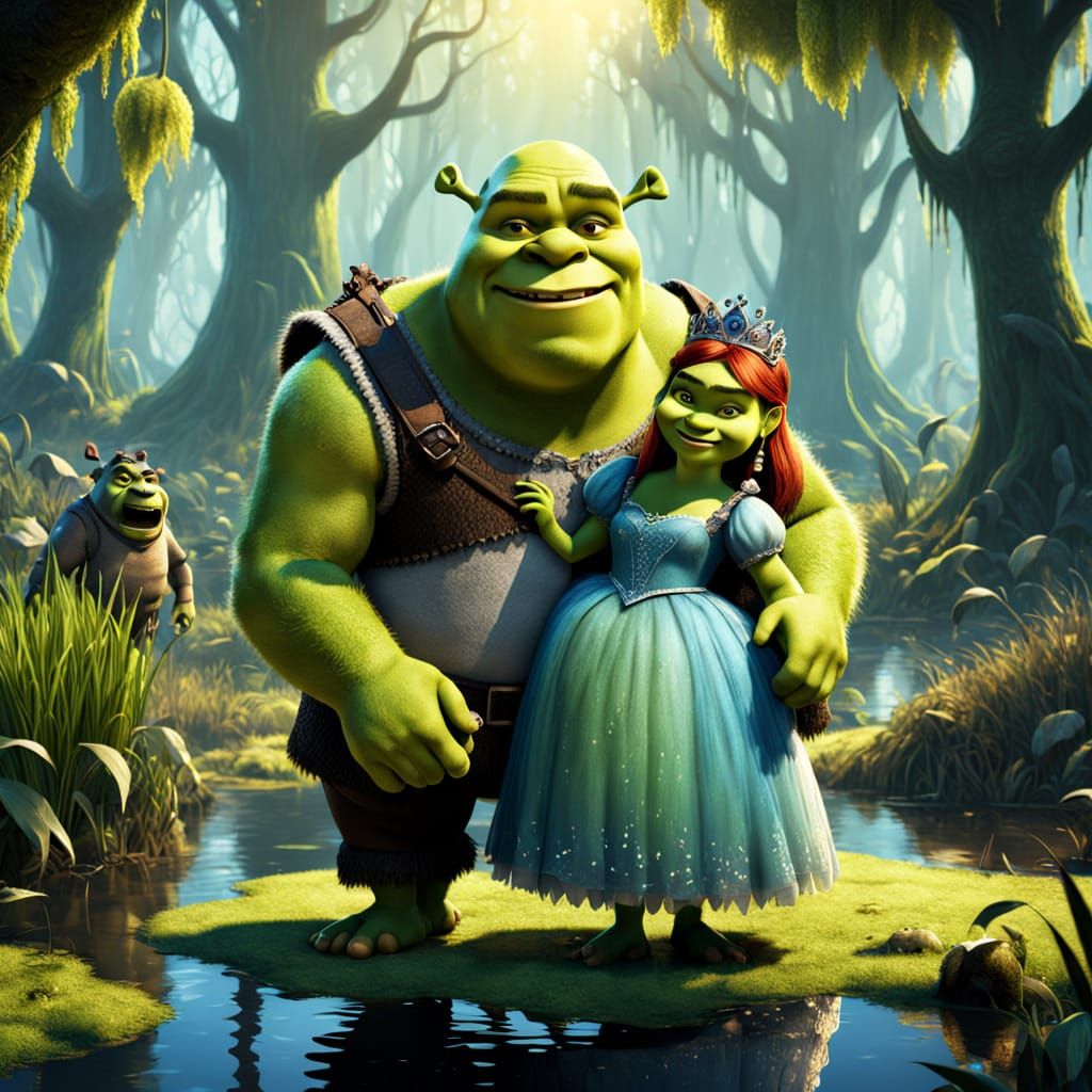 Shrek and Fiona in Vibrant 3D Concept Art