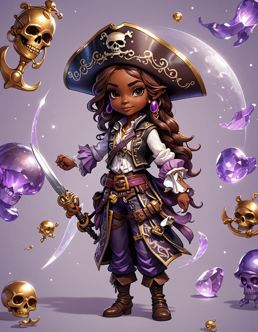 Chibi Pirate Lady in Disney Fantasy Style