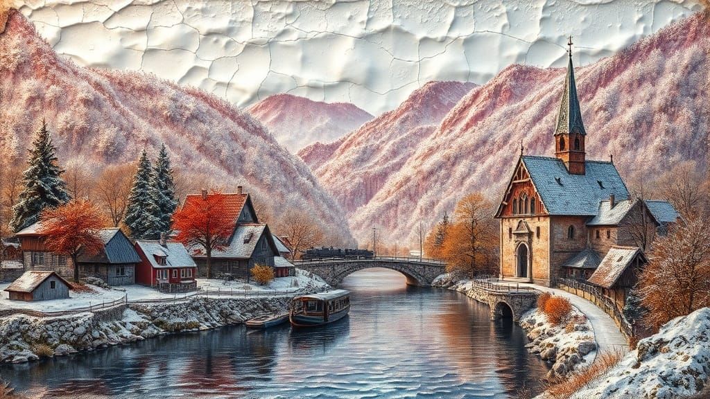 , A picturesque village with cottages 14