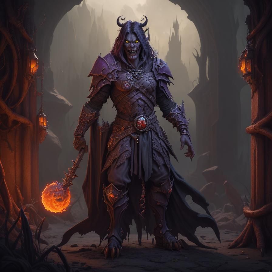 Detailed Hobgoblin Warlock Fantasy Concept Art
