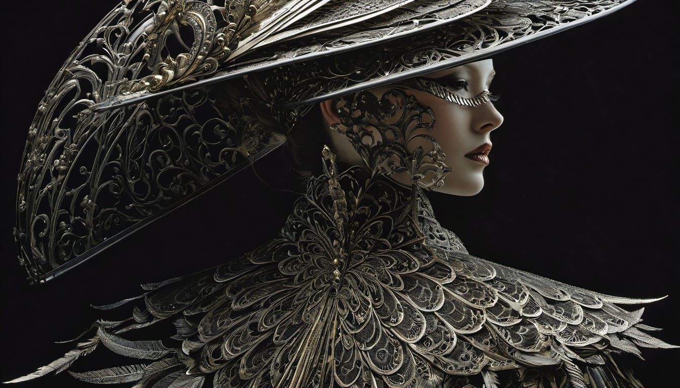 Dark Fantasy Art Fusion: Linework and Surrealism