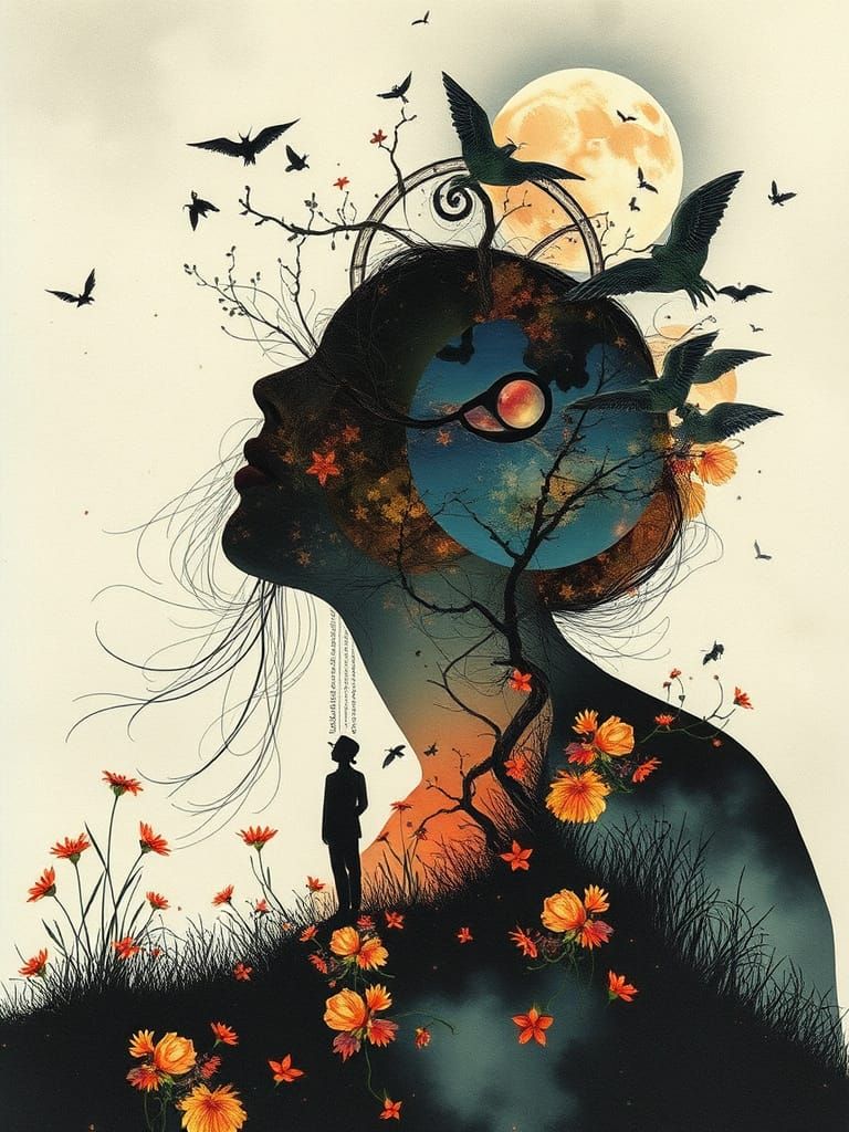 Surreal Whimsy in Double Exposure Art