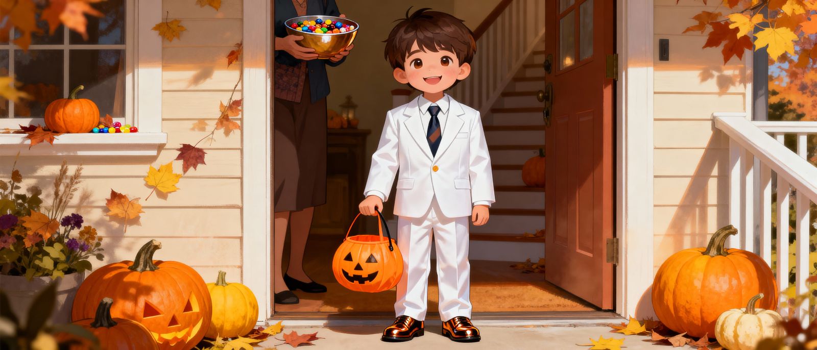 Cute Boys in Business Suits Trick or Treating