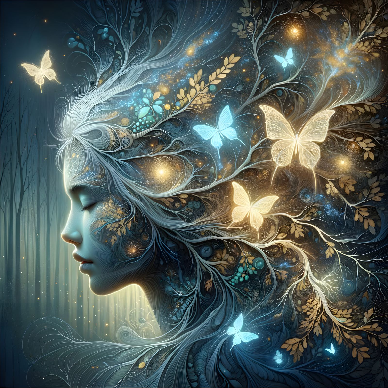 Surreal Portrayal of a South Asian Woman Embracing Nature