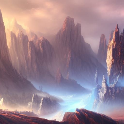 Ombre Blue and White House in Detailed Painting