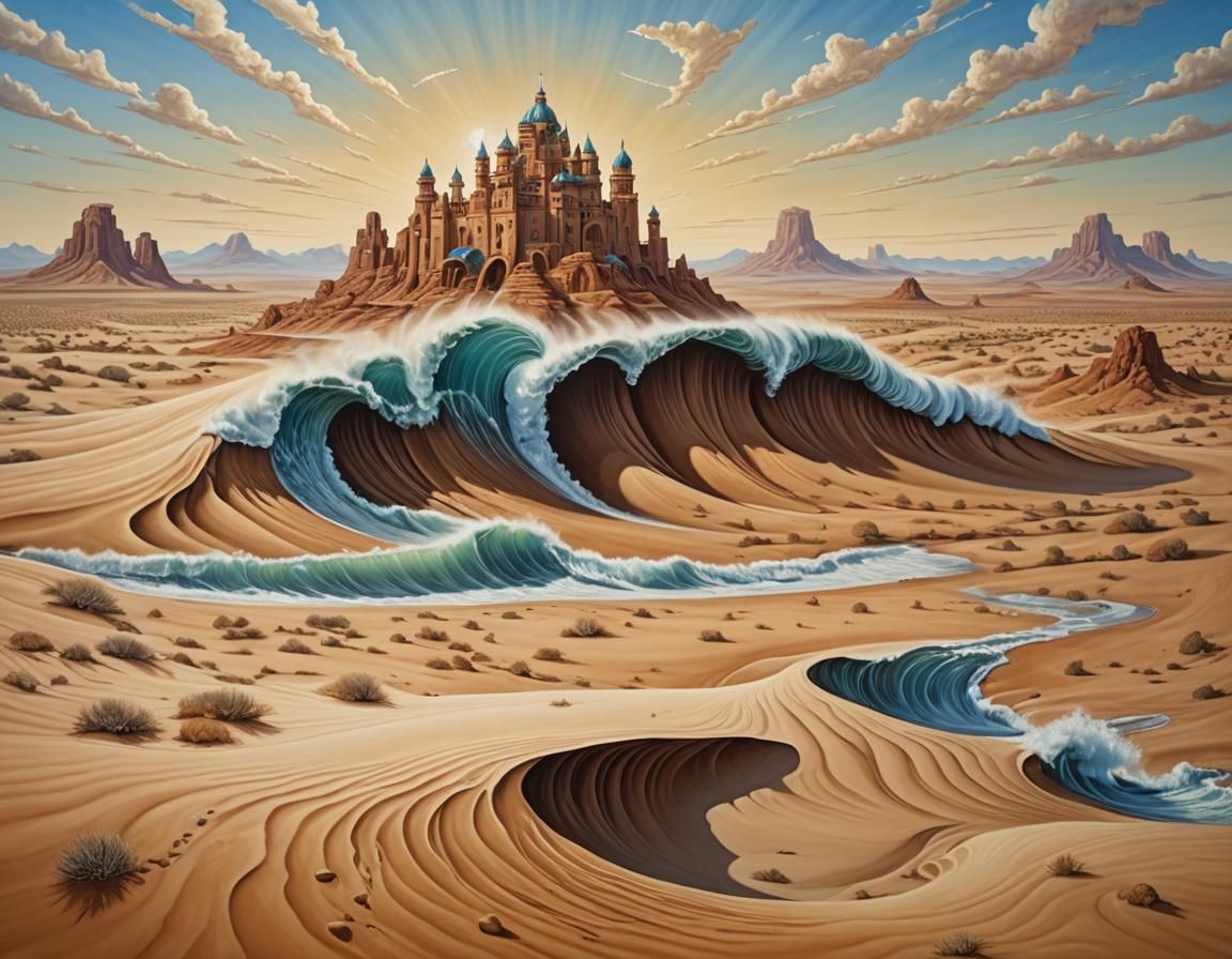 Surreal Desert Wave: A Fantasy Landscape Painting